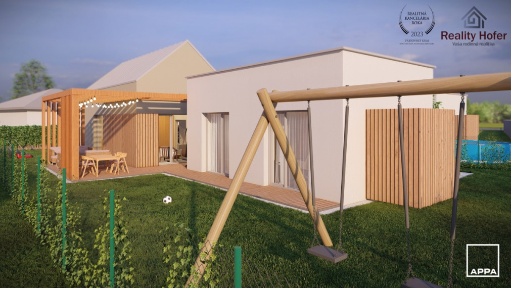 Novostavba bungalov, pozemok 486m2, Fintice, 7 km od Prešova