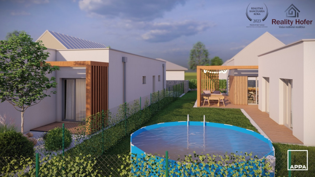 Novostavba bungalov, pozemok 486m2, Fintice, 7 km od Prešova