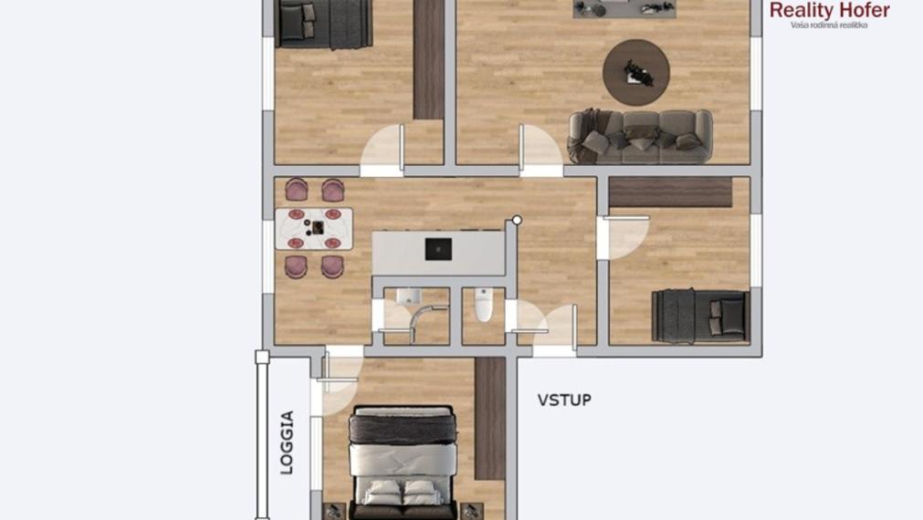 Veľký 4 izbový byt, loggia, Prostějovská, Prešov