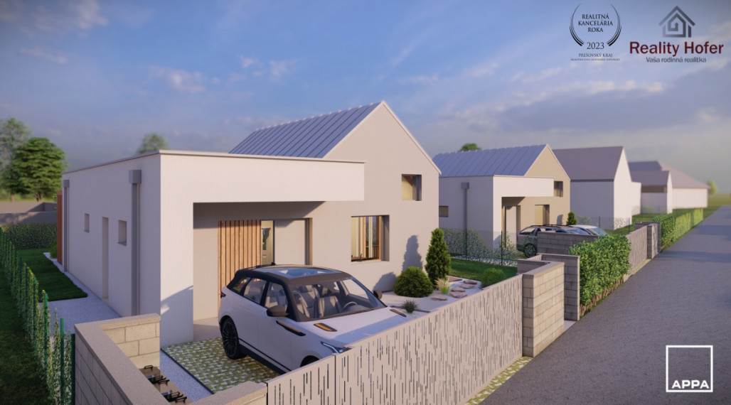 Novostavba bungalov, pozemok 486m2, Fintice, 7 km od Prešova