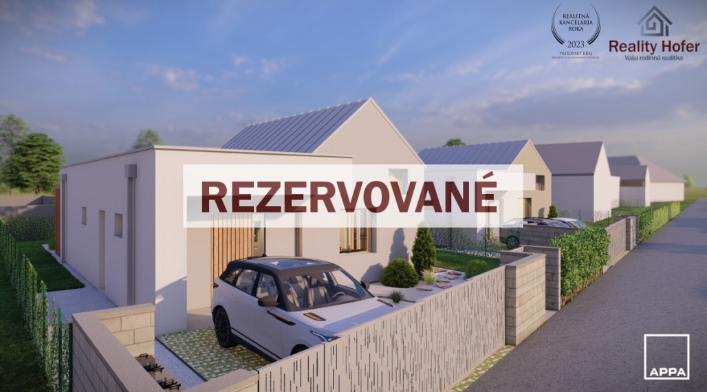 Novostavba bungalov, pozemok 486m2, Fintice, 7 km od Prešova